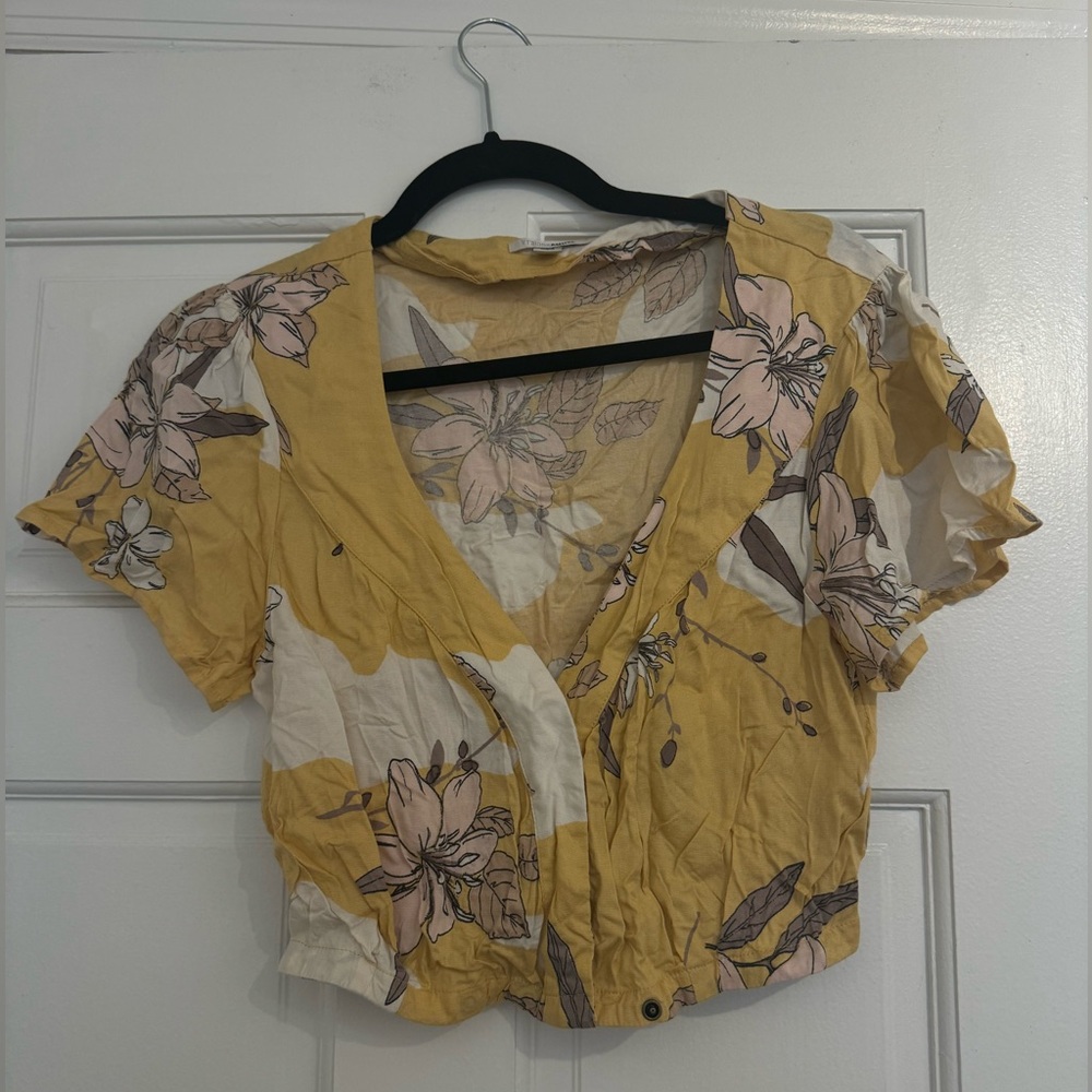 Amuse Society Beach Baby Crop Top Yellow White NWOT M — Boho Festival Summer